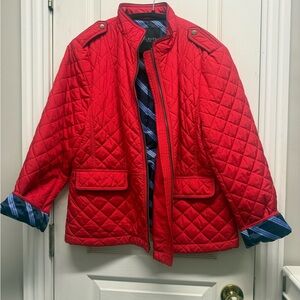 Talbots Navy and Red Striped Lining Jacket